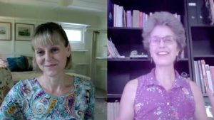 Alana Stevenson and Dr. Sally Foote discussing low-stress feline handling